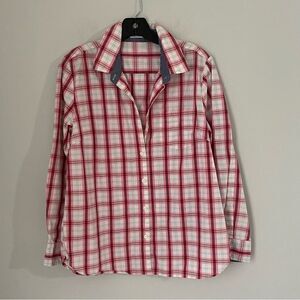 Paul Hamilton Women’s Plaid Checkered Button Font Folded Sleeve Shirt size L